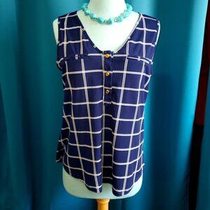 Dark Blue blouse with gold buttons - M